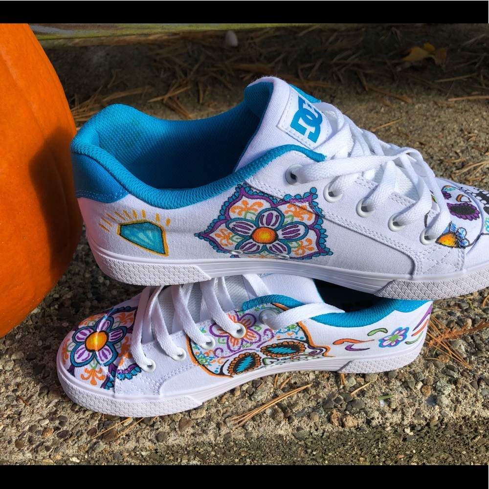 Hand painted shoes. Women’s size 9. DC Chelsea